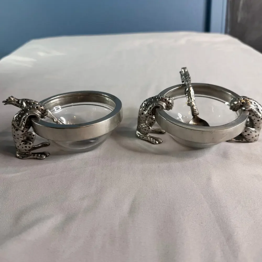 Diana Carmichael African Collection Cheetah Drinking Bowls South Africa Pewter